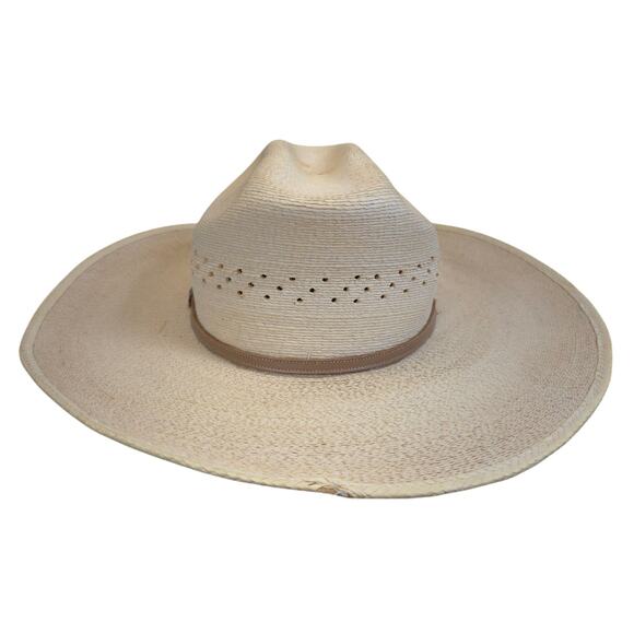 Atwood Made in Mexico Hereford Low Crown Long Oval Palm Leaf Cowboy Hat - 6 7/8 - Picture 3 of 9